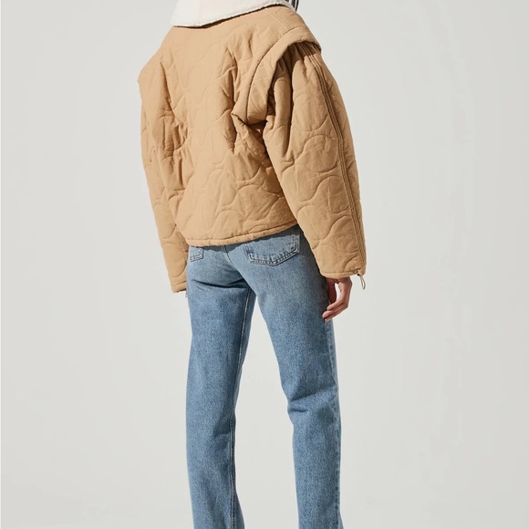 Last 1! NADINE QUILTED FAUX SHEARLING JACKET KHAKI - Picture 8 of 12